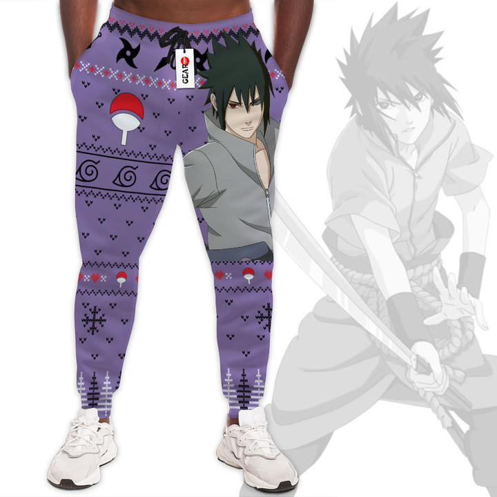 Sasuke Uchiha Joggers Custom Ugly Christmas Anime Sweatpants Gear Otaku