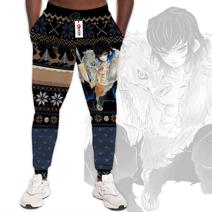 Kimetsu Inosuke Custom Anime Ugly Christmas Sweatpants Gear Otaku