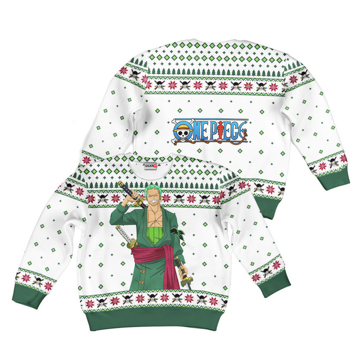 One Piece Roronoa Zoro Kids Anime Ugly Christmas Sweater Gear Otaku