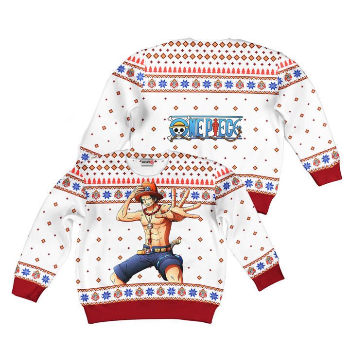One Piece Ace Kids Anime Ugly Christmas Sweater Gear Otaku