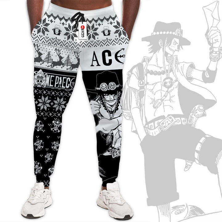 One Piece Ace Custom Anime Christmas Ugly Sweatpants Gear Otaku