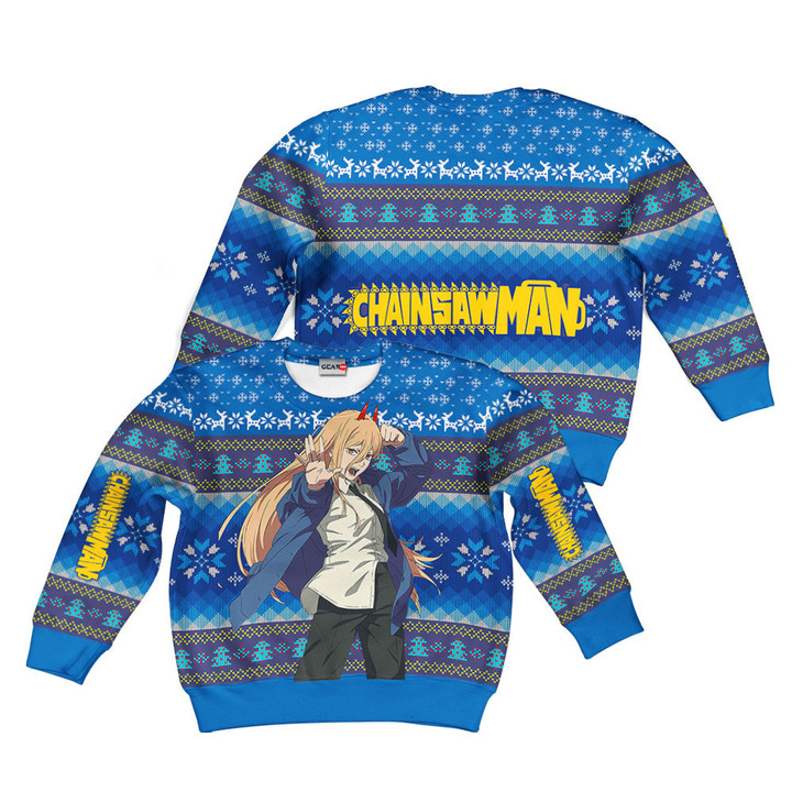 Chainsaw Man Power Kids Ugly Christmas Sweater Custom For Anime Fans Gear Otaku
