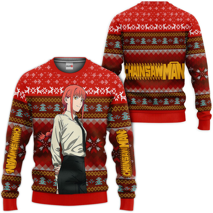 Chainsaw Man Makima Ugly Christmas Sweater Custom For Anime Fans Gear Otaku
