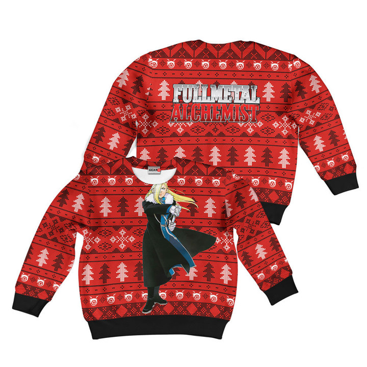 Fullmetal Alchemist Olivier Mira Armstrong Custom Anime Kids Ugly Christmas Sweater Gear Otaku