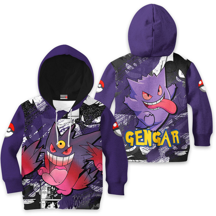 Gengar Kids Hoodie Custom Manga Anime Clothes PT2303 Gear Otaku