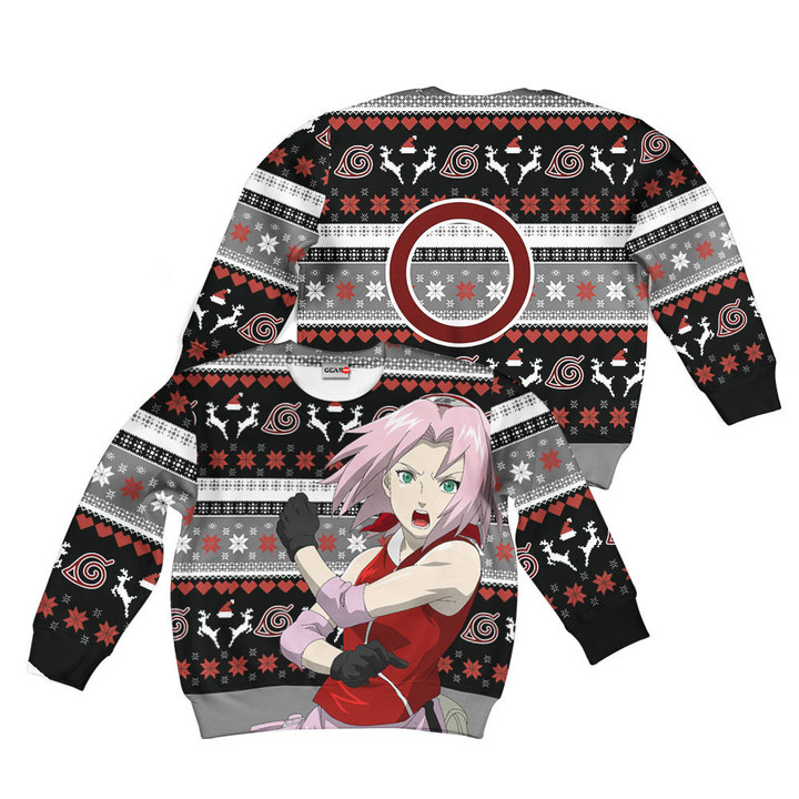 Sakura Haruno Kids Ugly Christmas Sweater Custom Anime Xmas Merch Gear Otaku