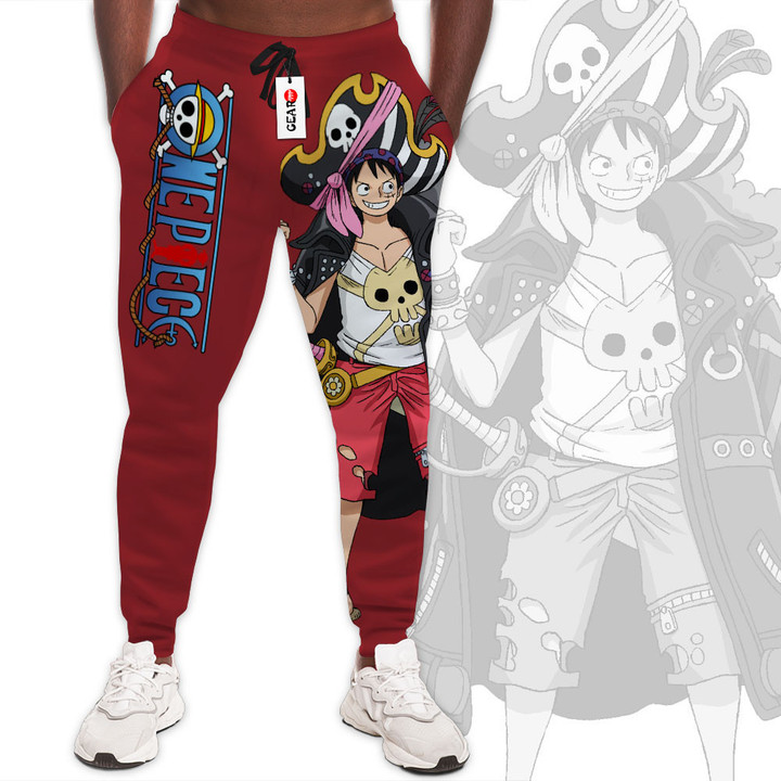 One Piece Red Luffy Custom Anime Sweatpants Gear Otaku