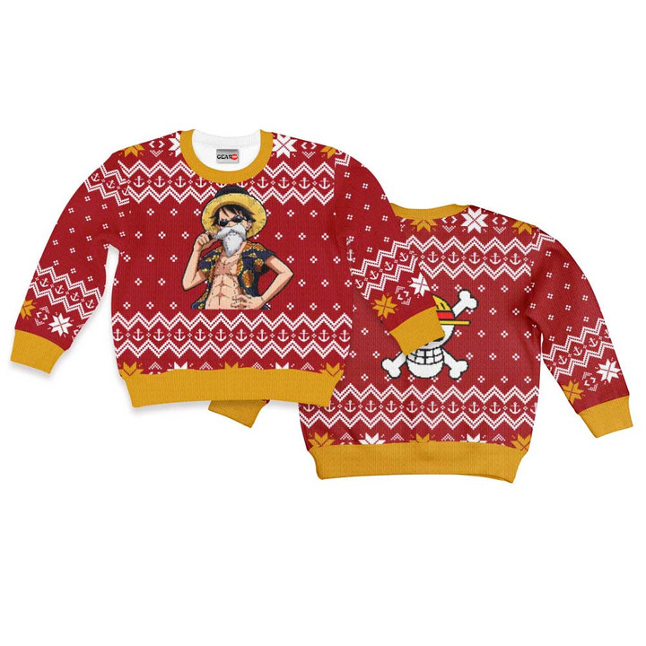 Luffy Dressrosa Arc Kids Ugly Sweater Christmas Hoodie