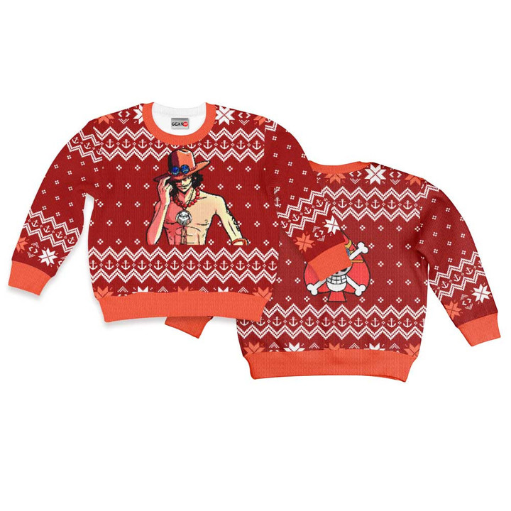 Portgas D. Ace Kids Ugly Sweater Christmas Hoodie