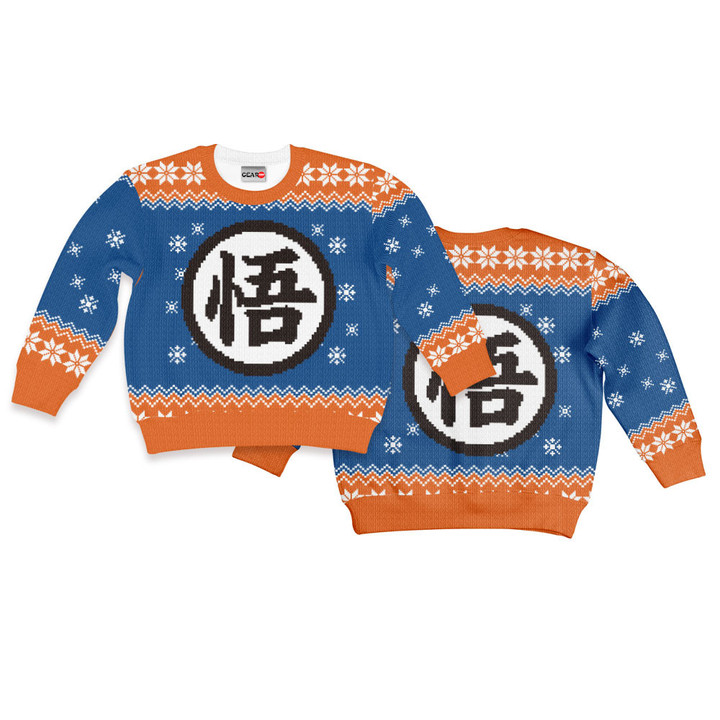Goku Kanji Symbol Kids Ugly Sweater Christmas Hoodie Gear Otaku