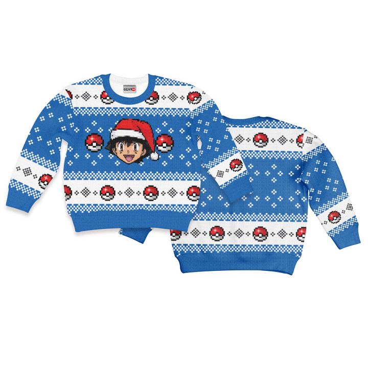 Ash Ketchum Satoshi Kids Ugly Sweater Christmas Kids Hoodie VA0108 Gear Otaku
