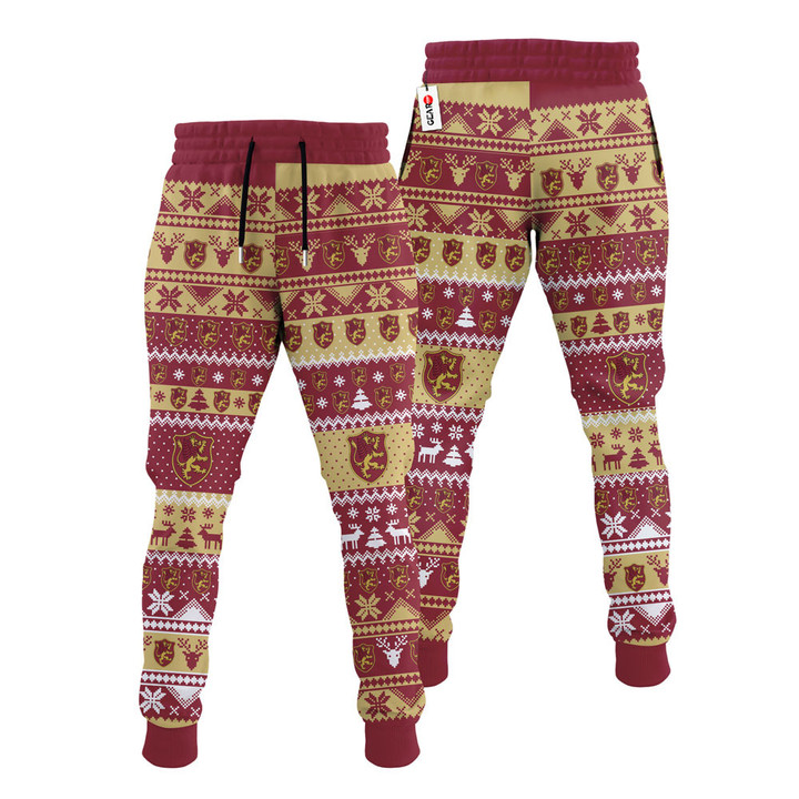 Crimson Lion Christmas Ugly Sweatpants Custom Xmas Joggers Gear Otaku