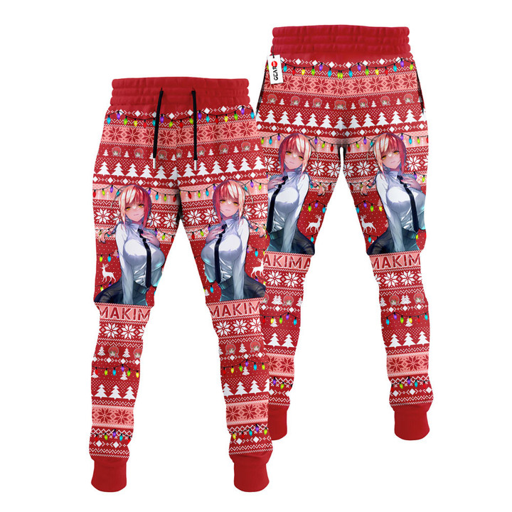 Makima Christmas Ugly Sweatpants Custom Xmas Joggers Gear Otaku