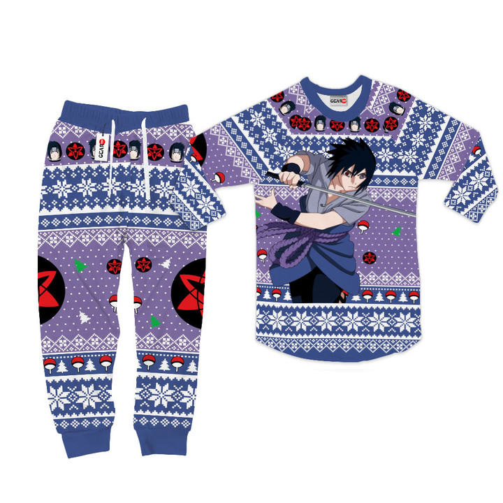 Sasuke Uchiha Christmas Pajamas Custom Anime Sleepwear