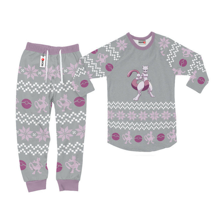 Mewtwo Christmas Pajamas Custom Anime Sleepwear