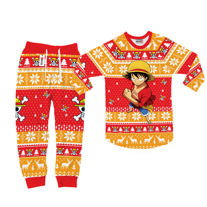 Monkey D. Luffy Christmas Pajamas Custom Anime Sleepwear