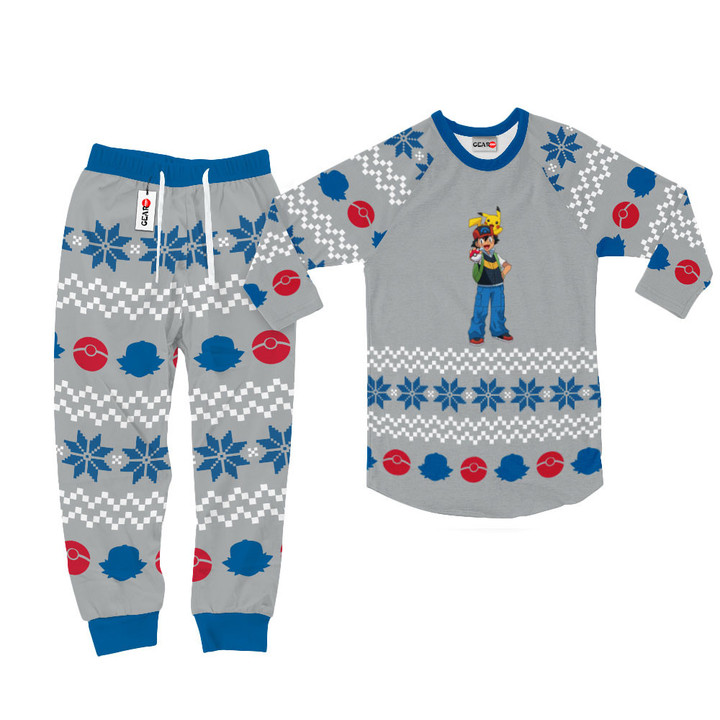 Ash Ketchum Christmas Pajamas Custom Anime Sleepwear