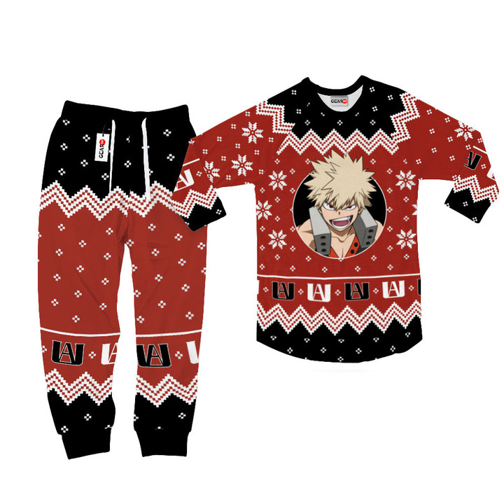 Katsuki Bakugo Christmas Pajamas Set Custom Anime Sleepwear