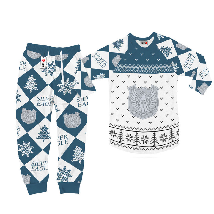 Silver Eagle Christmas Pajamas Set Custom Anime Sleepwear