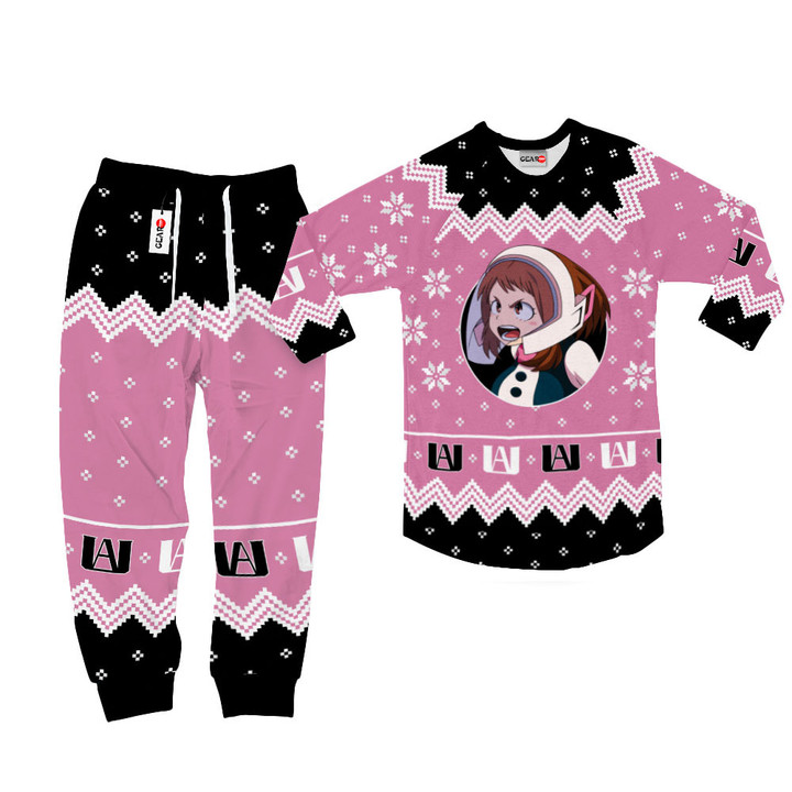 Ochako Uraraka Christmas Pajamas Set Custom Anime Sleepwear