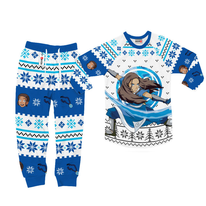 Katara Christmas Pajamas Set Custom Anime Sleepwear