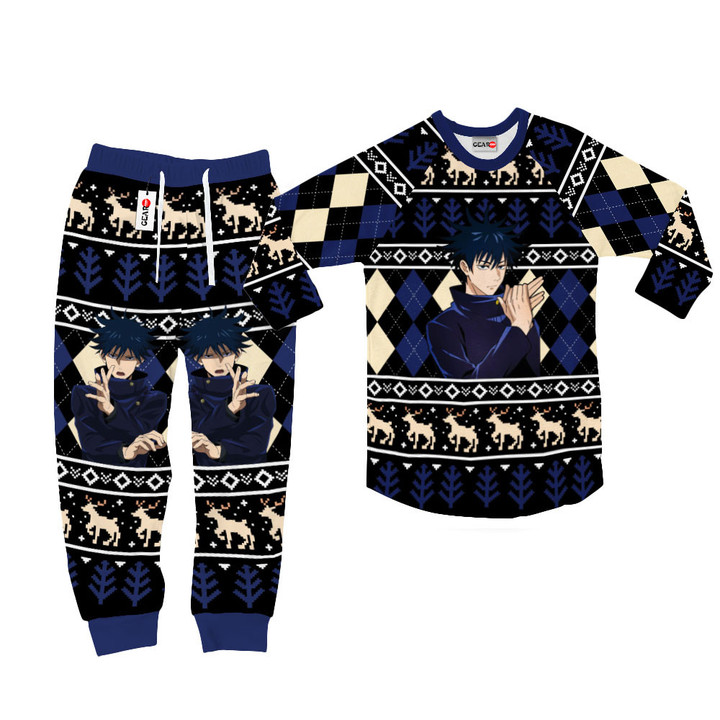 Megumi Fushiguro Christmas Pajamas Set Custom Anime Sleepwear