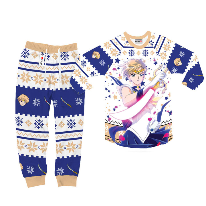Sailor Uranus Christmas Pajamas Set Custom Anime Sleepwear