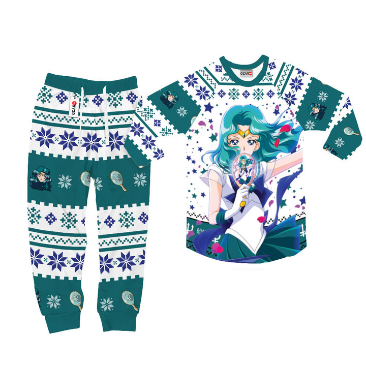 Sailor Neptune Christmas Pajamas Set Custom Anime Sleepwear