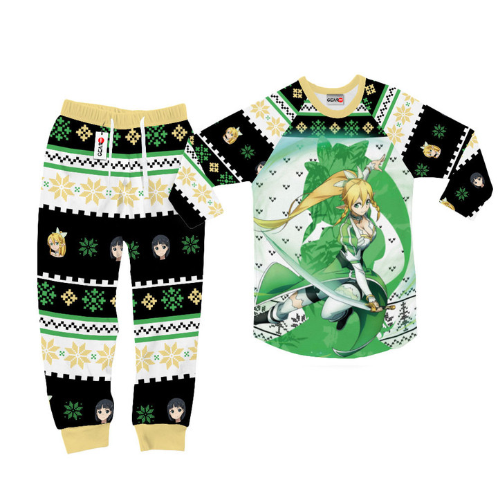 Leafa Christmas Pajamas Set Custom Anime Sleepwear