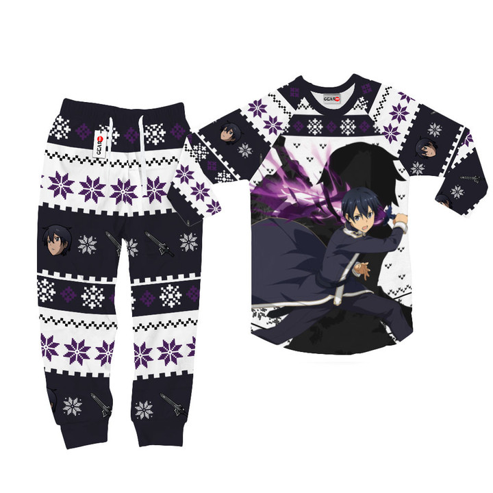 Kirito Christmas Pajamas Set Custom Anime Sleepwear