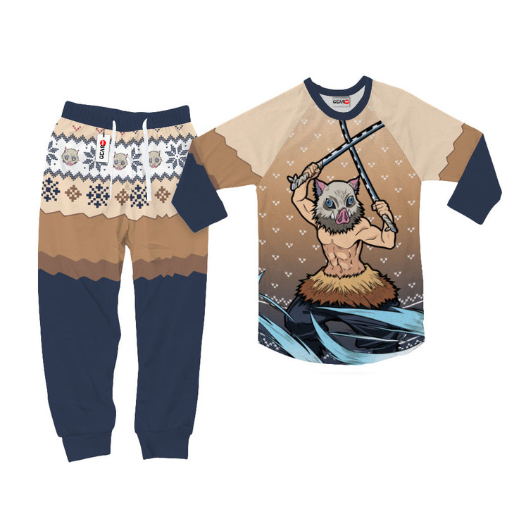 Inosuke Christmas Pajamas Set Custom Anime Sleepwear