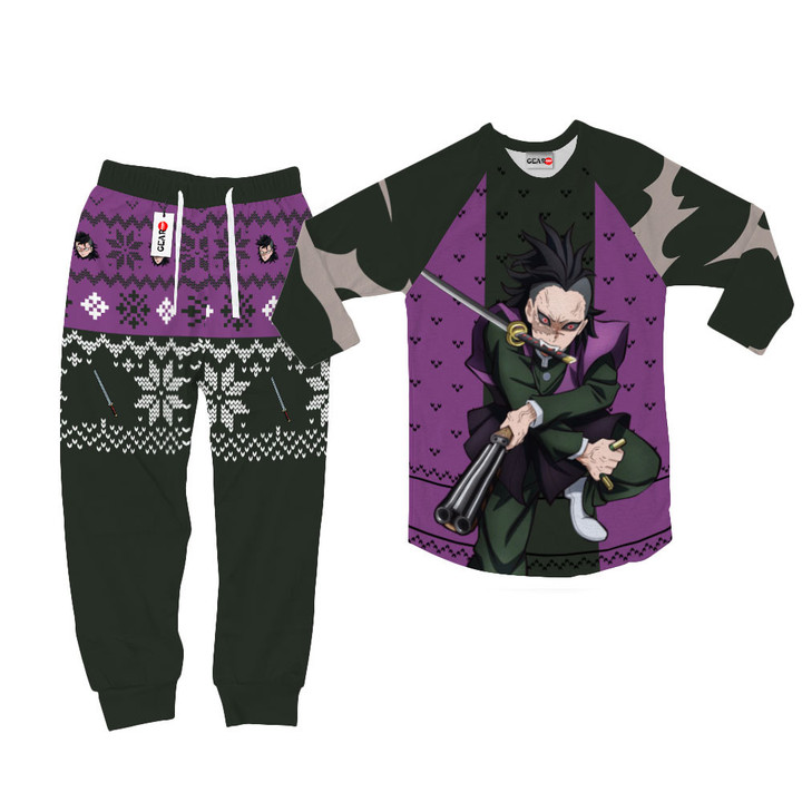 Genya Shinazugawa Christmas Pajamas Set Custom Anime Sleepwear
