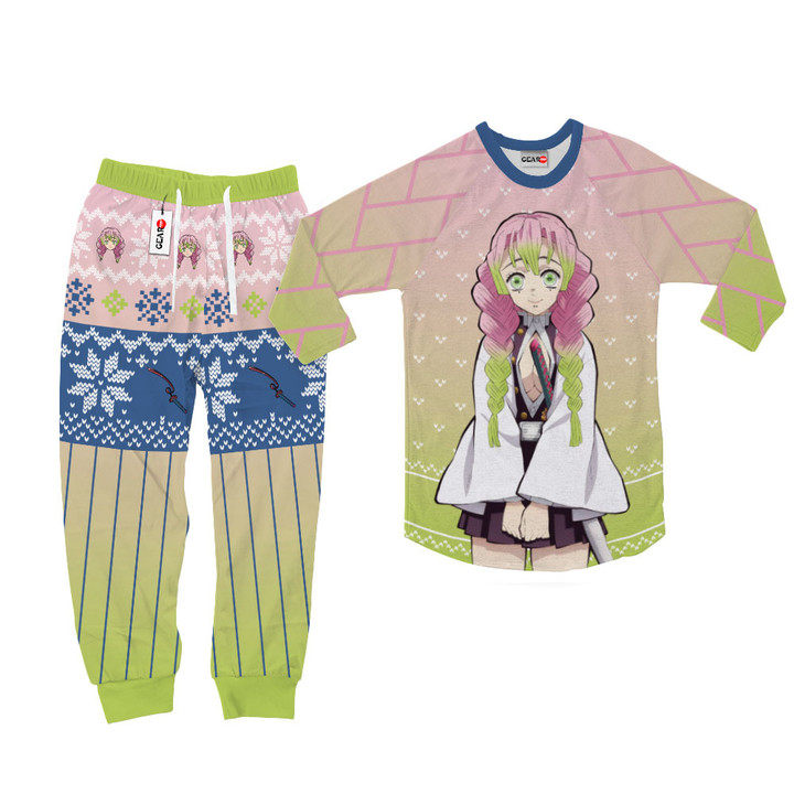Mitsuri Kanroji Christmas Pajamas Set Custom Anime Sleepwear