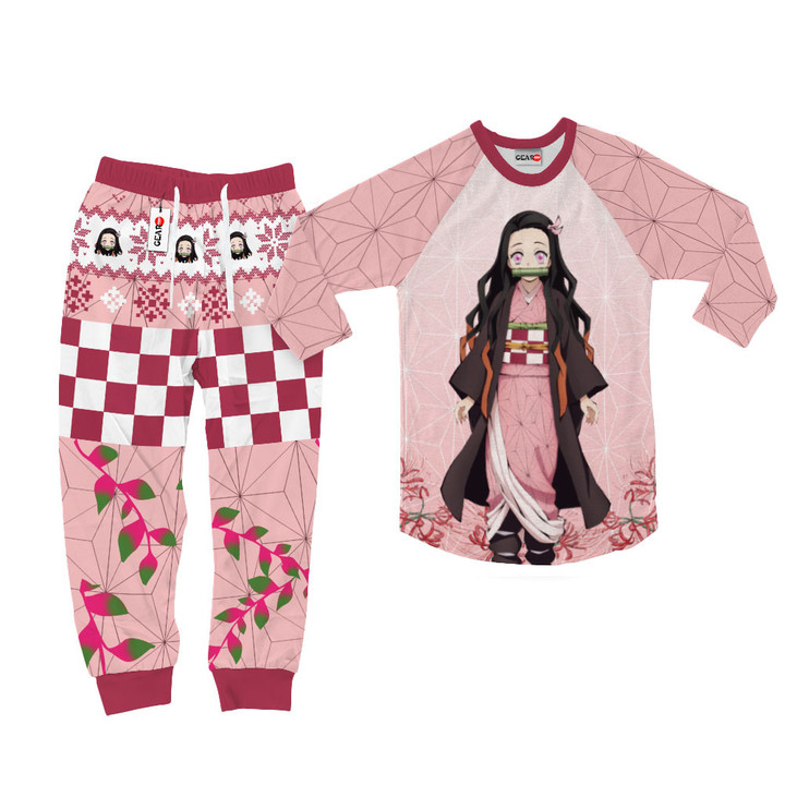 Nezuko Christmas Pajamas Set Custom Anime Sleepwear
