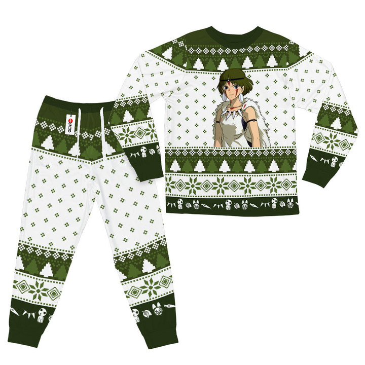 Princess Mononoke Christmas Pajamas Set Custom Anime Sleepwear