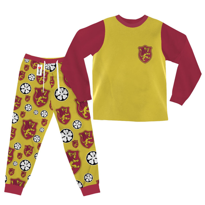 Crimson Lion Pajamas Set Custom Anime Sleepwear
