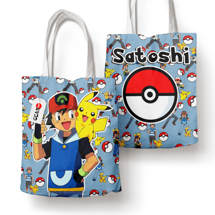 Ash Ketchum Tote Bag Anime Personalized Canvas Bags- Gear Otaku