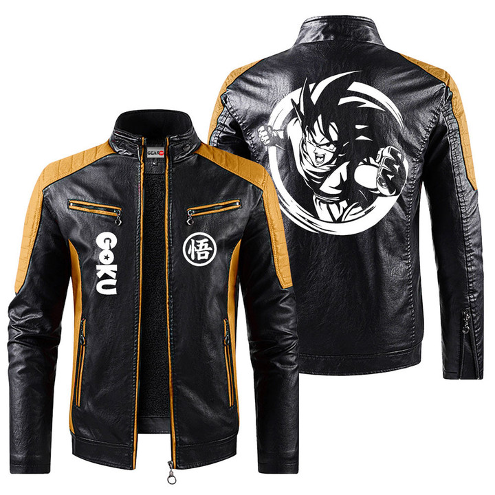 Goku Anime Leather Jacket-1-gear otaku