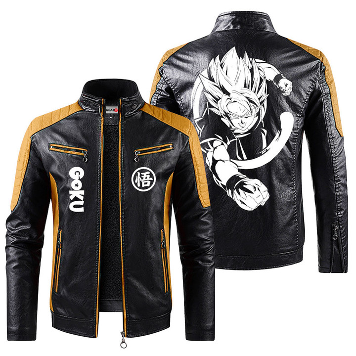 Goku Anime Leather Jacket-1-gear otaku