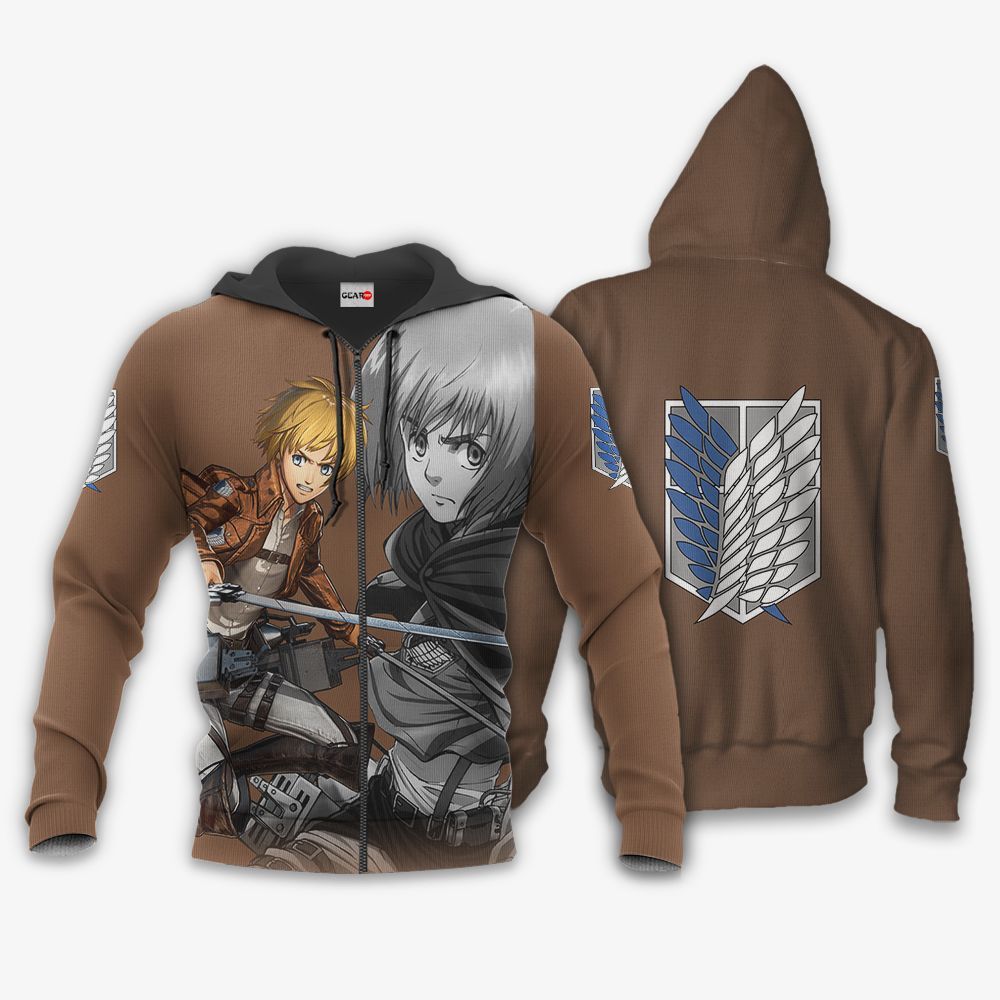 AOT Armin Arlert Hoodie Shirt Attack On Titan Anime Zip Jacket GearAnime