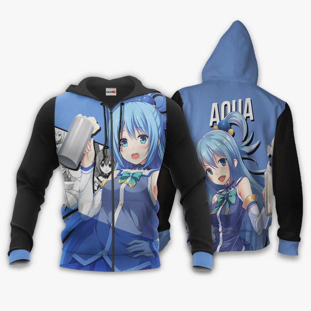 Aqua KonoSuba Hoodie Anime Jacket Shirt GearAnime