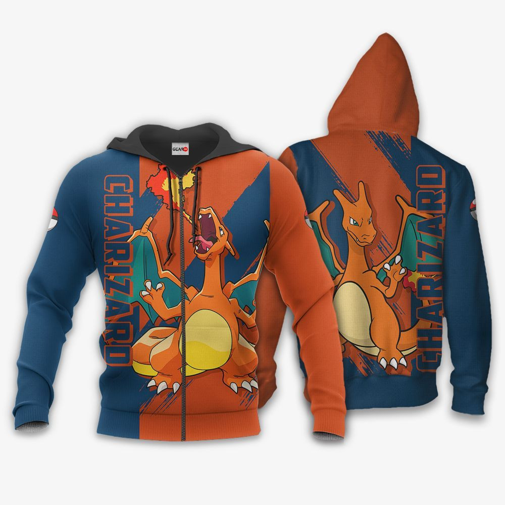 Pokemon Charizard Hoodie Shirt Anime Zip Jacket GearAnime