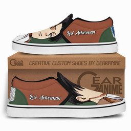 Captain Levi Ackerman Slip On Sneakers Custom Anime Attack On Tian Shoes - 2 - GearAnime