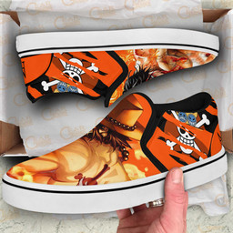 Portgas D Ace Slip On Sneakers One Piece Custom Anime Shoes - 3 - GearAnime