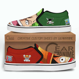 Luffy and Zoro Slip On Sneakers Custom One Piece Anime Shoes - 2 - GearAnime