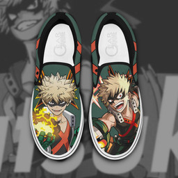 Katsuki Bakugo Slip On Sneakers Custom Anime My Hero Academia Shoes - 1 - Gearotaku