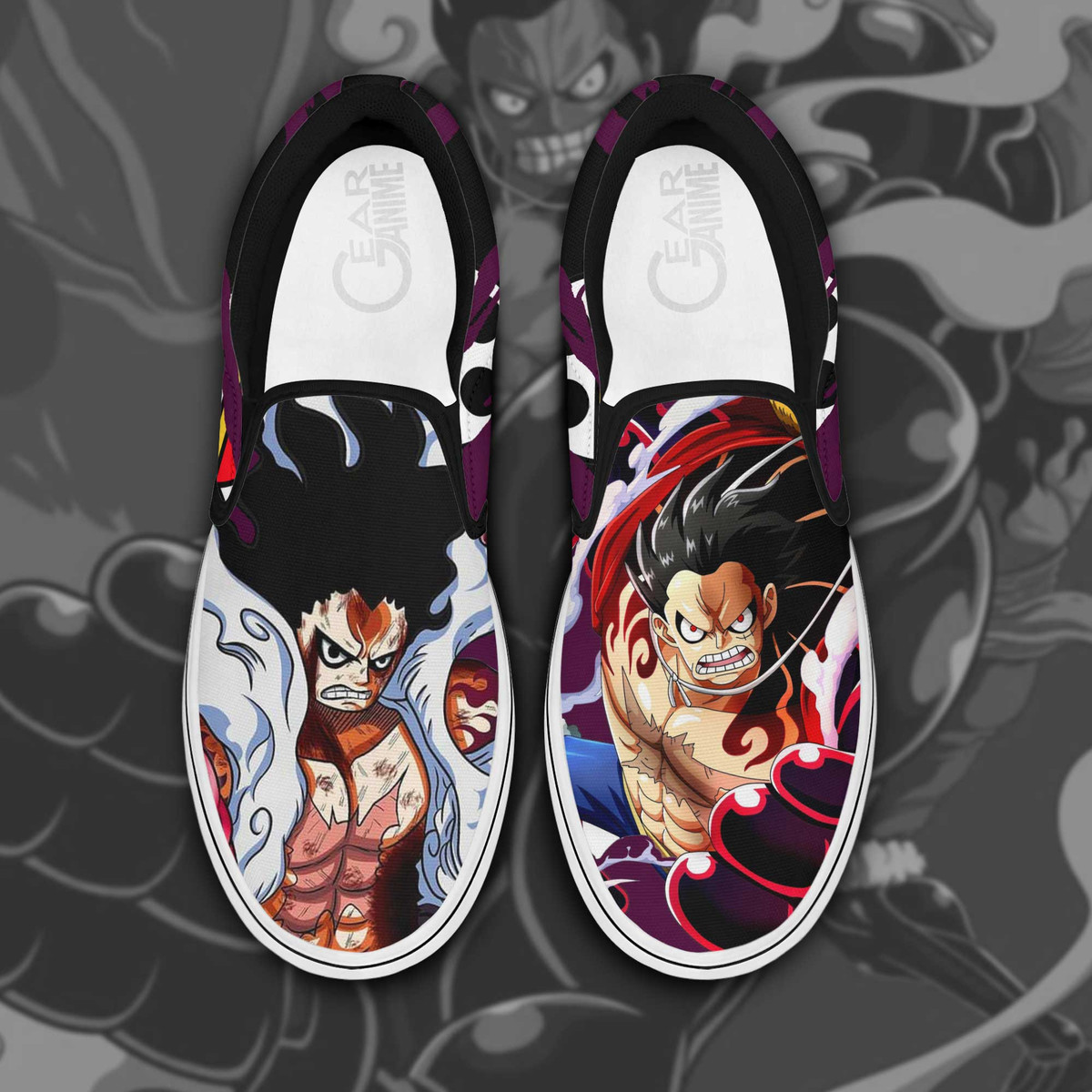 Luffy Gear 4 Slip On Sneakers One Piece Custom Anime Shoes - 1 - Gearotaku