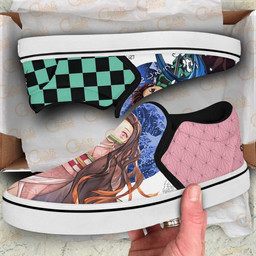 Nezuko and Tanjiro Slip On Sneakers Custom Anime Demon Slayer Shoes - 2 - GearAnime