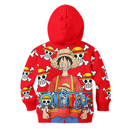 One Piece Red Luffy Kids Hoodie Custom Anime Merch Clothes Gear Otaku