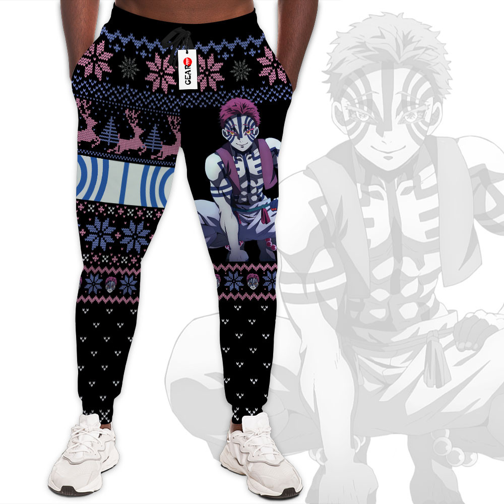 Kimetsu Akaza Custom Anime Ugly Christmas Sweatpants - Gear Otaku
